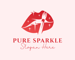 Red Sparkling Lips logo design