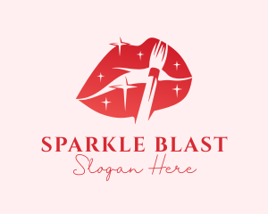 Red Sparkling Lips logo design