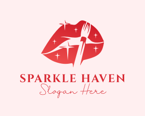 Red Sparkling Lips logo design