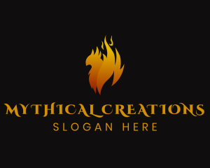 Mythical Flame Phoenix logo design