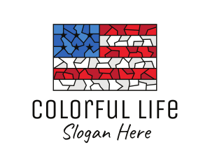 USA American Flag Mosaic Art logo design