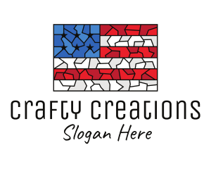 USA American Flag Mosaic Art logo design