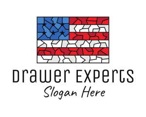 USA American Flag Mosaic Art logo design