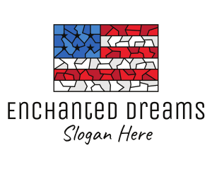 USA American Flag Mosaic Art logo design