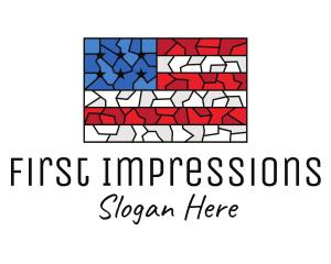 USA American Flag Mosaic Art logo design