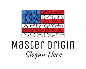 USA American Flag Mosaic Art logo design