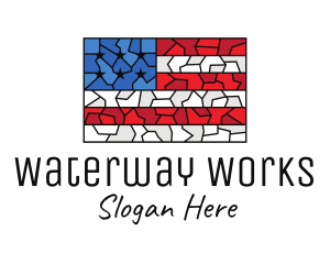 USA American Flag Mosaic Art logo design