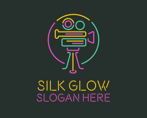 Neon Retro Movie Camera logo design