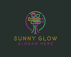 Neon Retro Movie Camera logo design