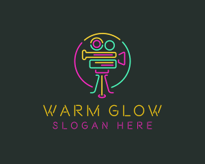 Neon Retro Movie Camera logo design