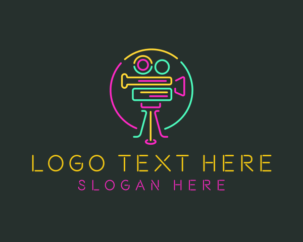 Neon Retro Movie Camera logo