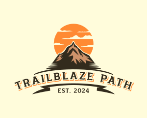 Sunset Mountain Peak logo design