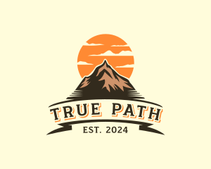 Sunset Mountain Peak logo design