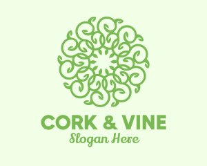 Rounded Vine Wreath logo design