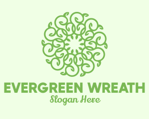 Rounded Vine Wreath logo design