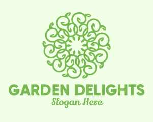 Rounded Vine Wreath logo design