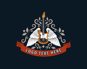 Musical Guitar Wings Band Logo