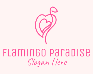 Pink Flamingo Heart logo design