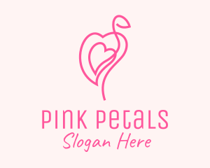 Pink Flamingo Heart logo design