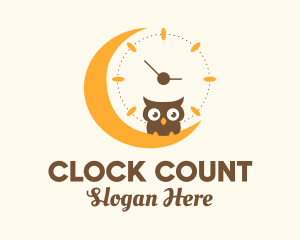 Moon Clock Owl logo design