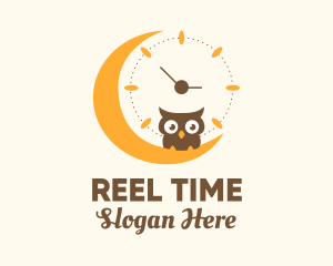 Moon Clock Owl logo design