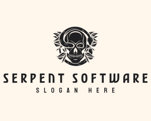 Serpent Skeleton Skull logo design