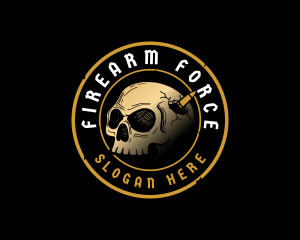 Skull Bullet Cranium logo design