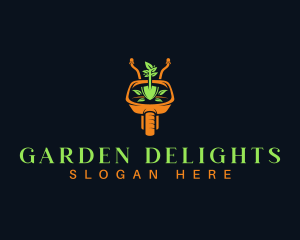 Garden Plant Wheelbarrow logo design