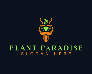 Garden Plant Wheelbarrow logo design