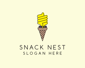 Ice Cream Lightbulb  logo design