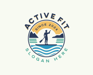 Fitness Man Paddleboard logo design