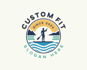 Fitness Man Paddleboard logo design