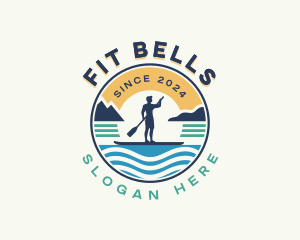 Fitness Man Paddleboard logo design