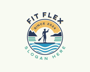 Fitness Man Paddleboard logo design