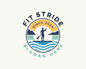 Fitness Man Paddleboard logo design