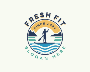 Fitness Man Paddleboard logo design