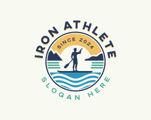 Fitness Man Paddleboard logo design