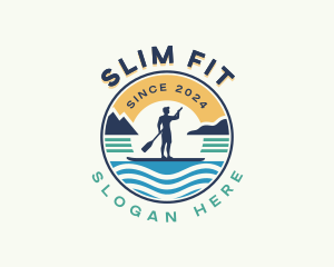 Fitness Man Paddleboard logo design