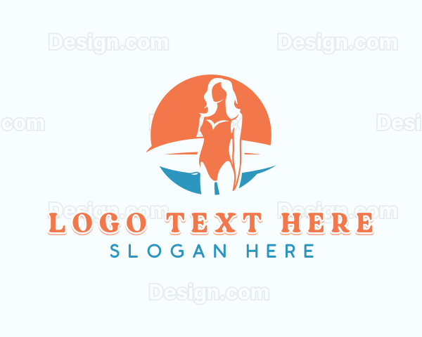 Female Surfing Beachwear Logo