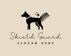 Dog Comb Grooming Logo