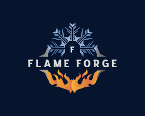 Fire Snowflake Thermal HVAC logo design