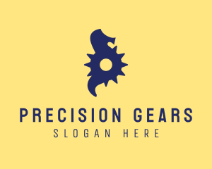 Mechanical Gear Seahorse  logo design