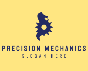 Mechanical Gear Seahorse  logo design