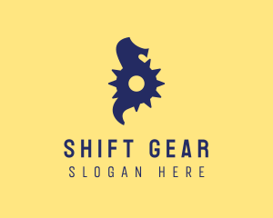 Mechanical Gear Seahorse  logo design