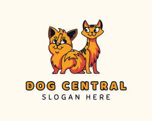 Puppy Kitten Cartoon logo design