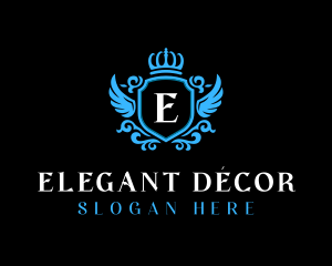 Elegant Floral Shield logo design