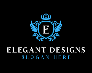 Elegant Floral Shield logo design