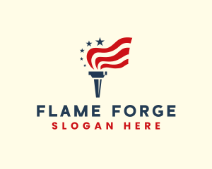 USA Torch Flag logo design