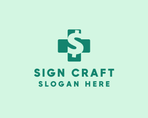 Dollar Sign Health Cross  logo design