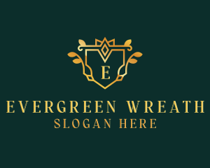 Wreath Crown Shield logo design